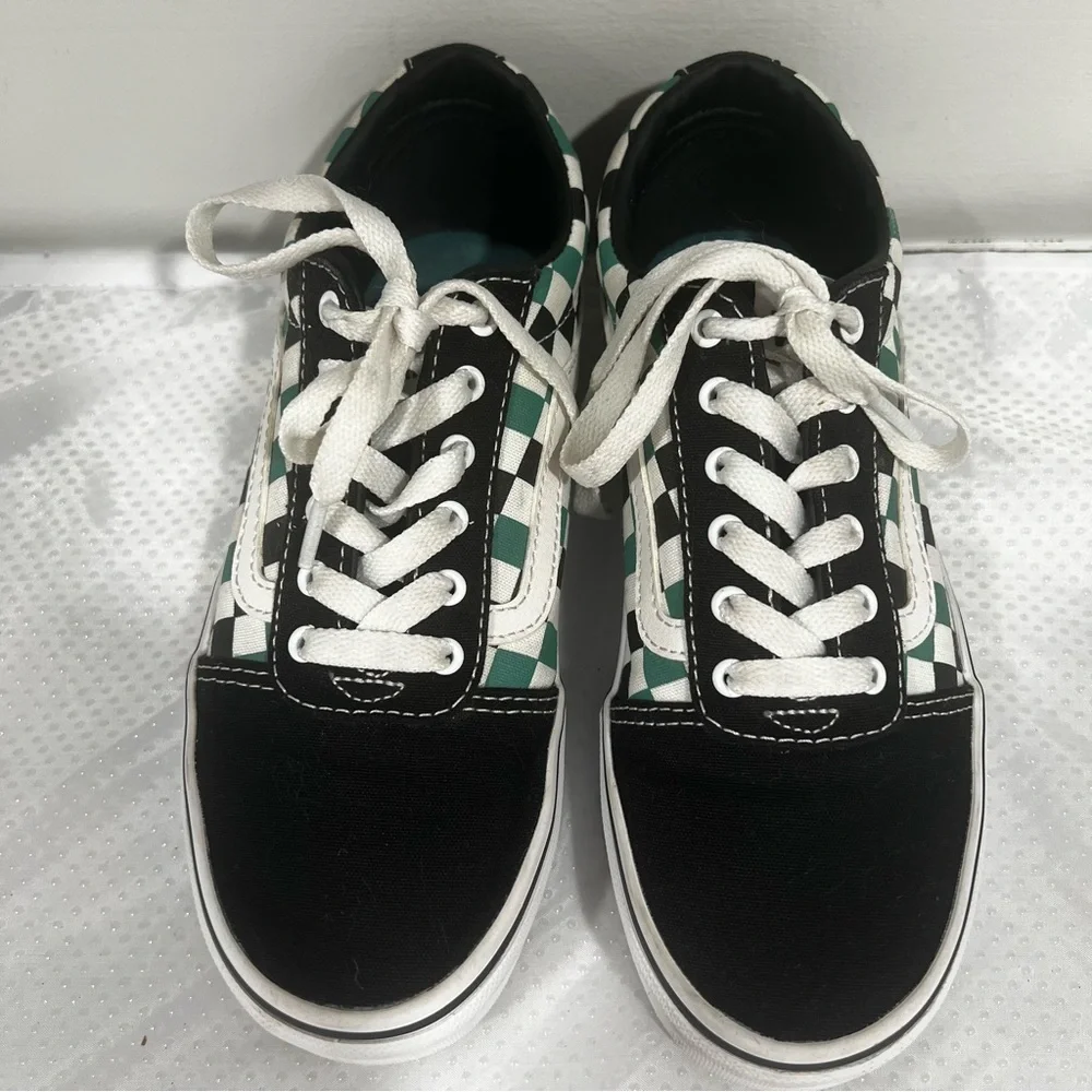 Vans Ward Checkerboard Sneakers Green and Black, Youth Sz 3.5 - Picture 2 of 12